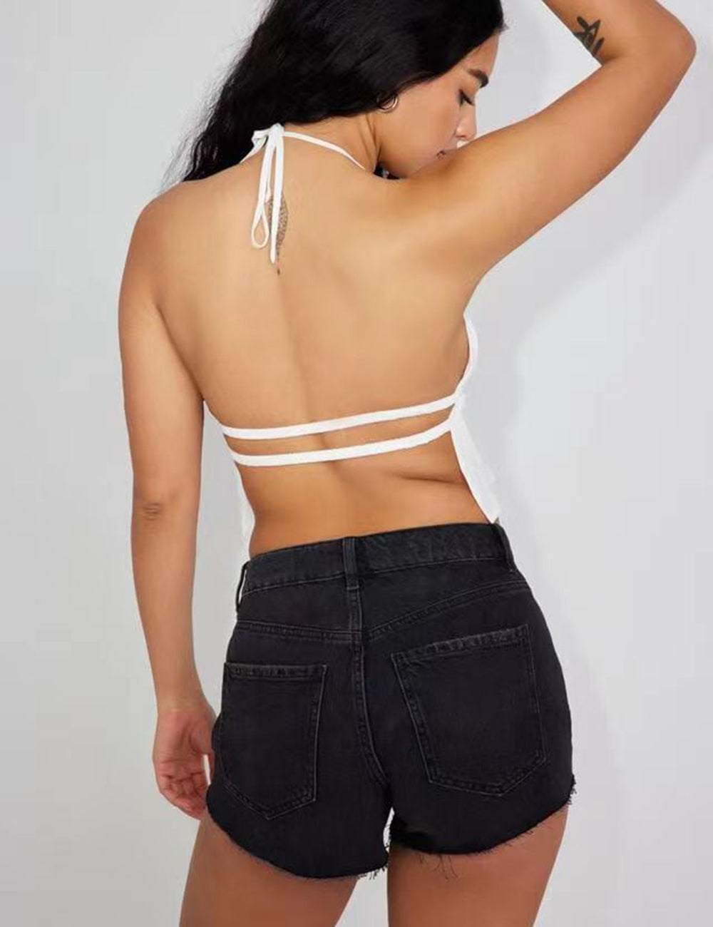 Blauwe bloemen halter tanktops