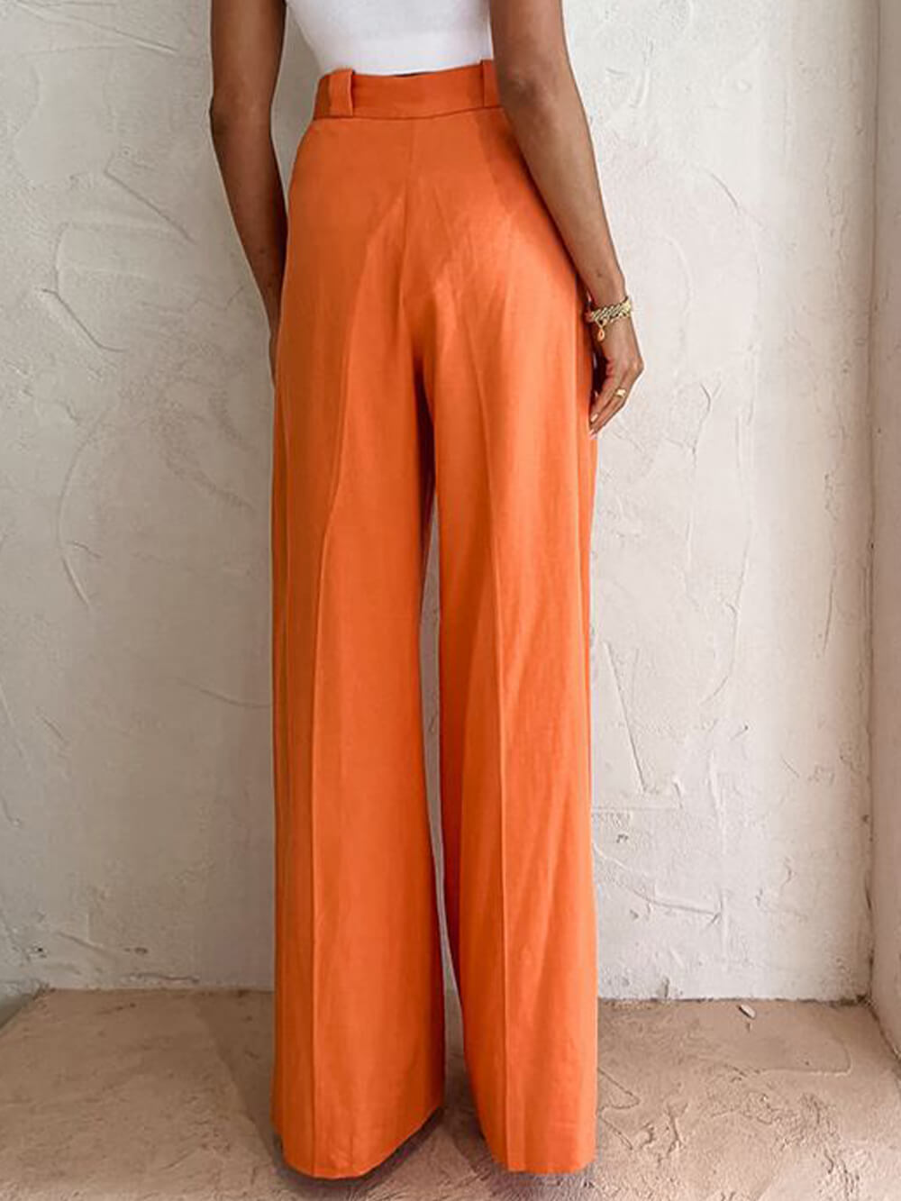 Losse broek met hoge taille en wijde pijpen