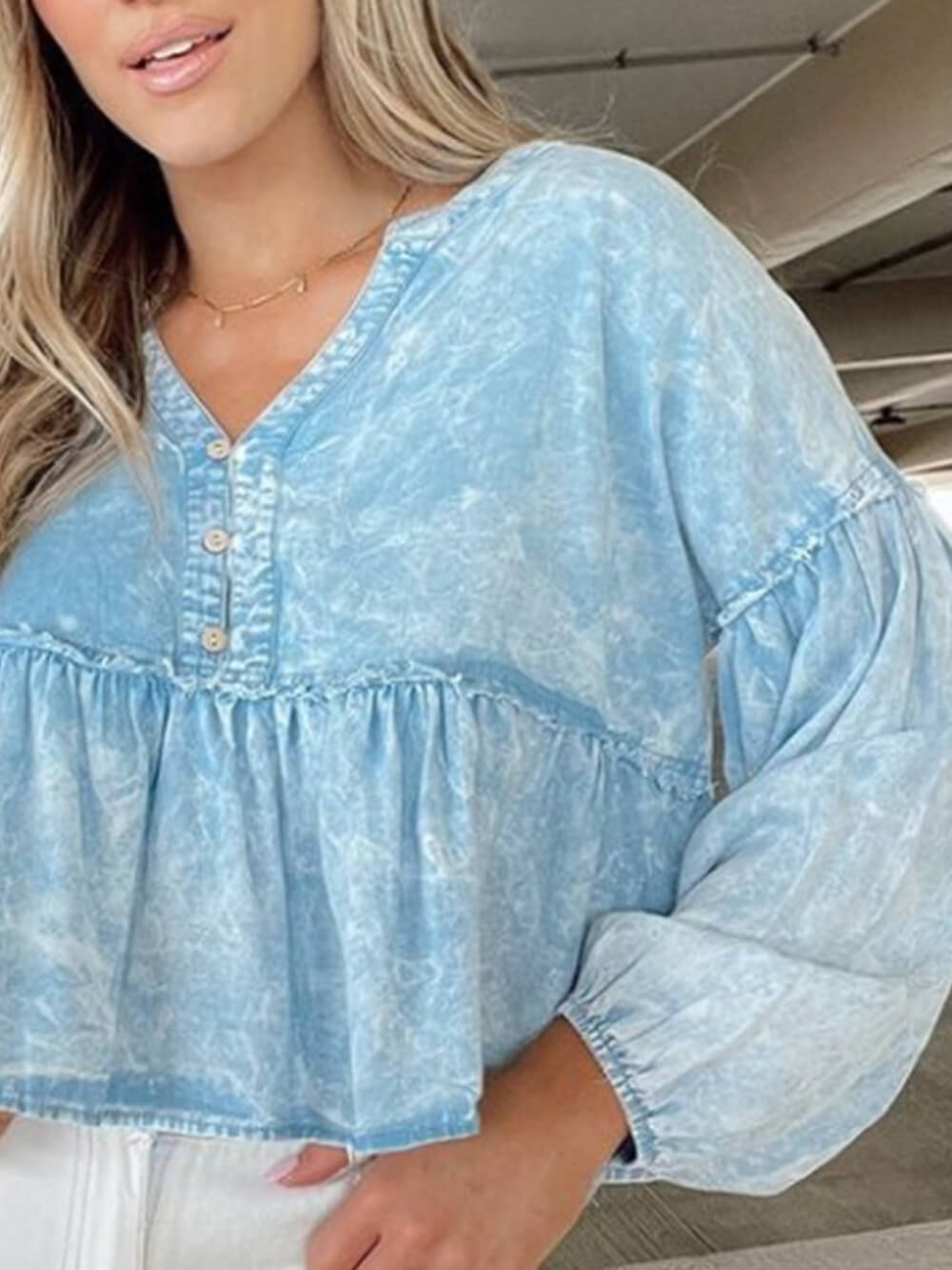 Gewassen denim topje