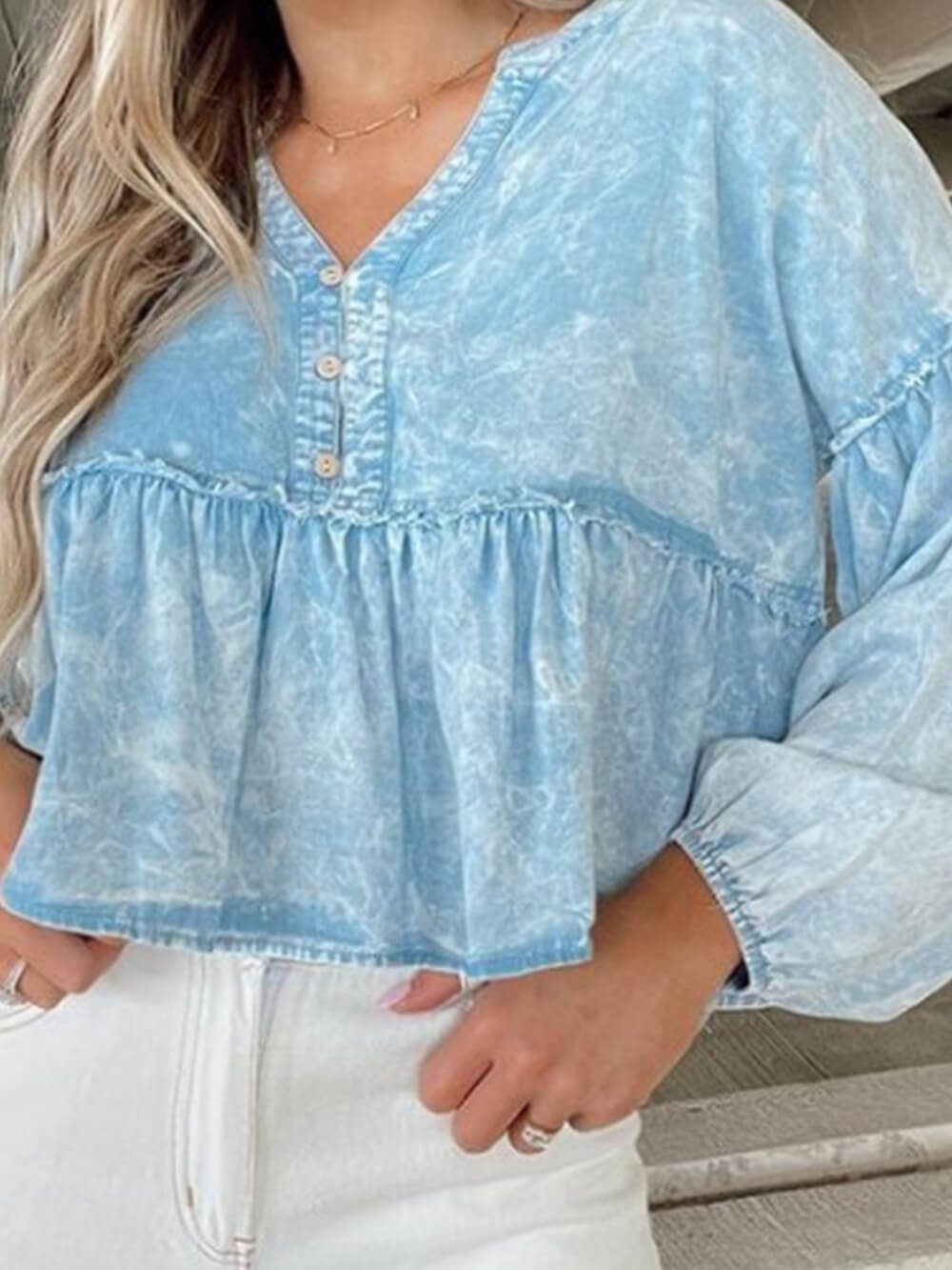 Gewassen denim topje