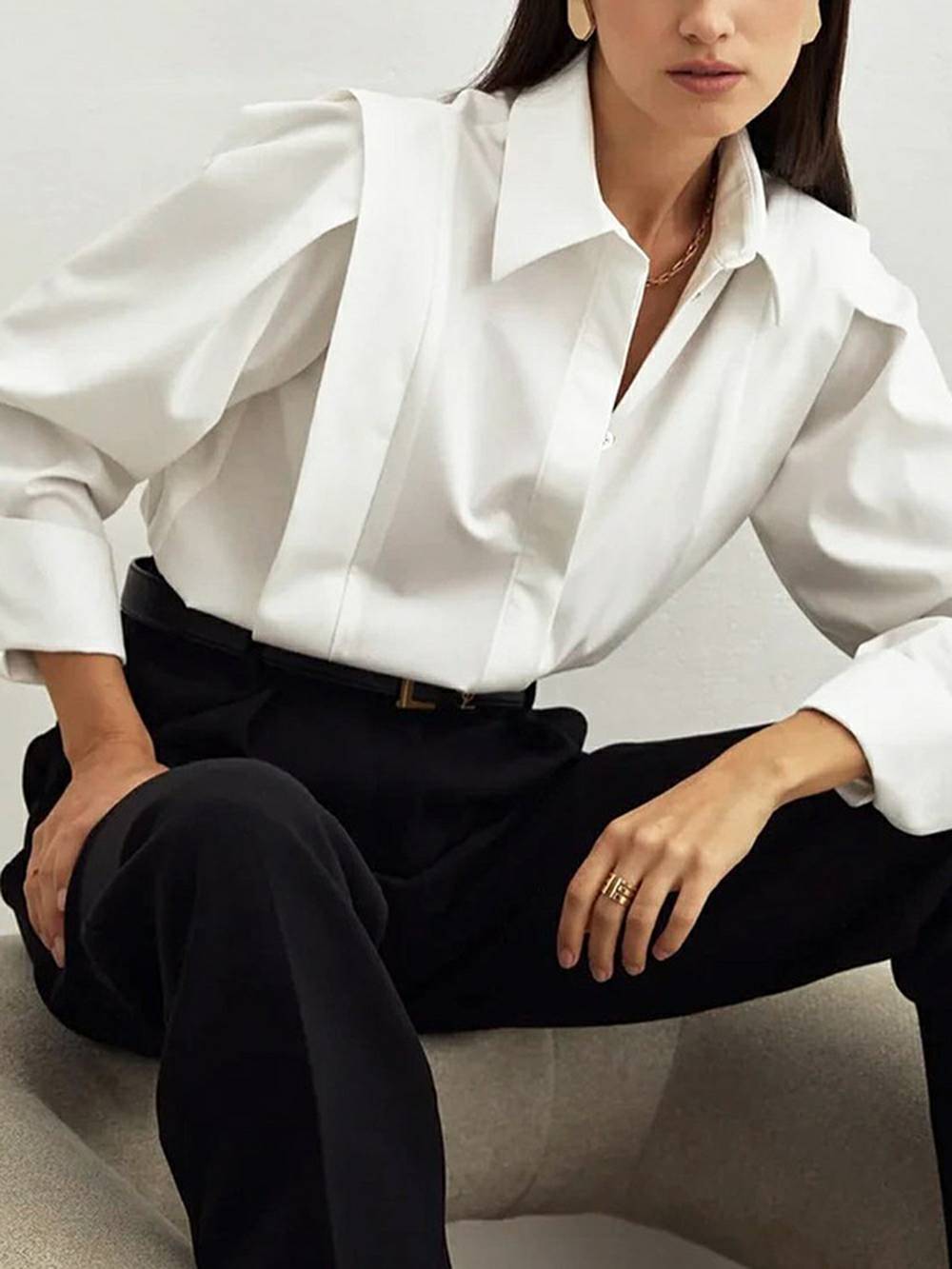 Top met lange mouwen en geplooide details