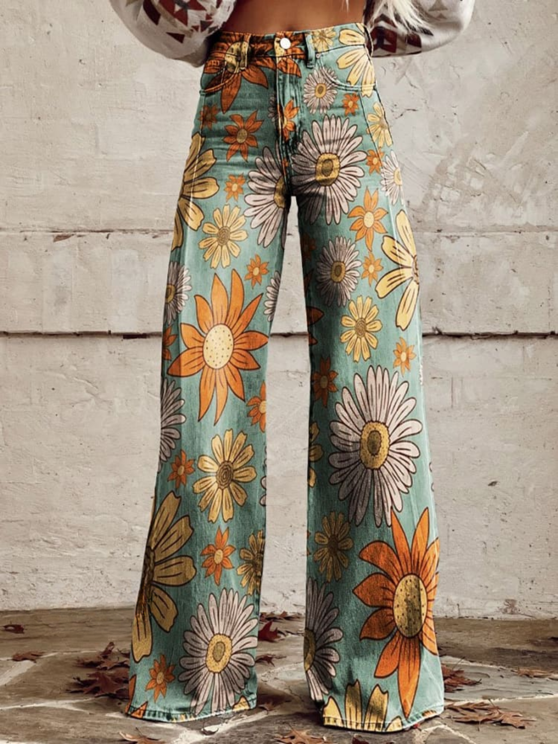 Marja | Vintage Wijde Broek met Bloemenprint