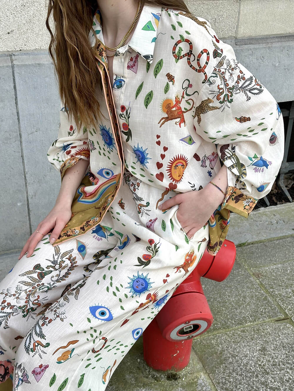 Losse oversized blouses met etnische print