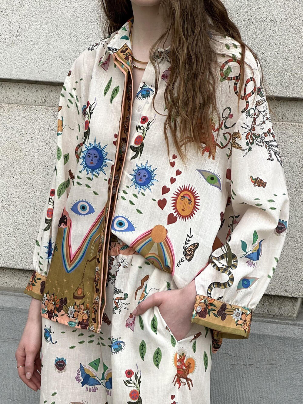Losse oversized blouses met etnische print
