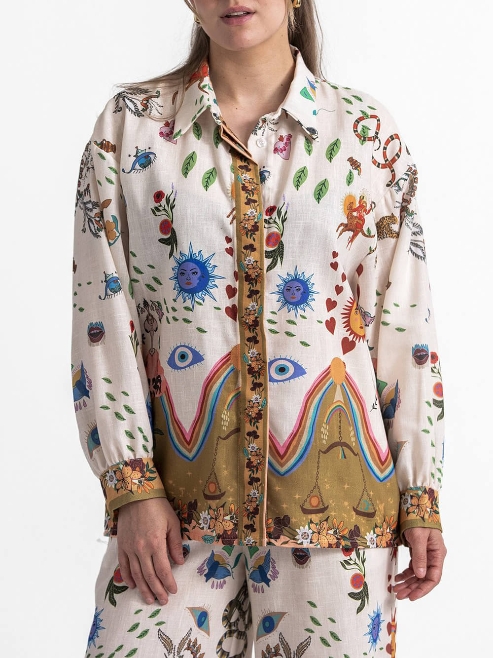 Losse oversized blouses met etnische print