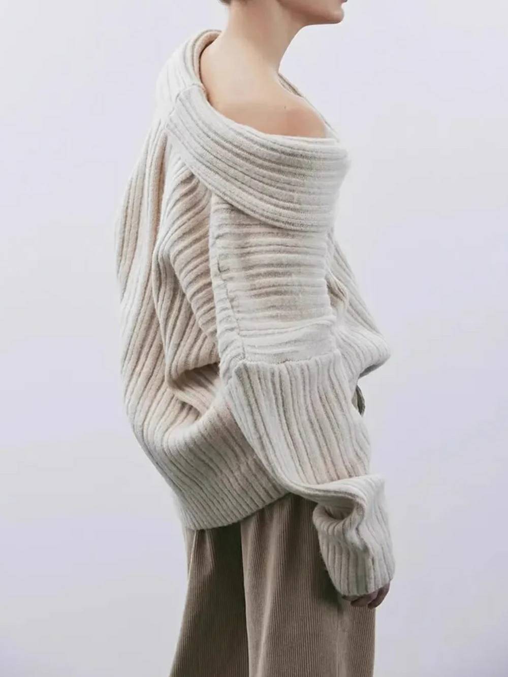 Oversized hoge gebreide trui