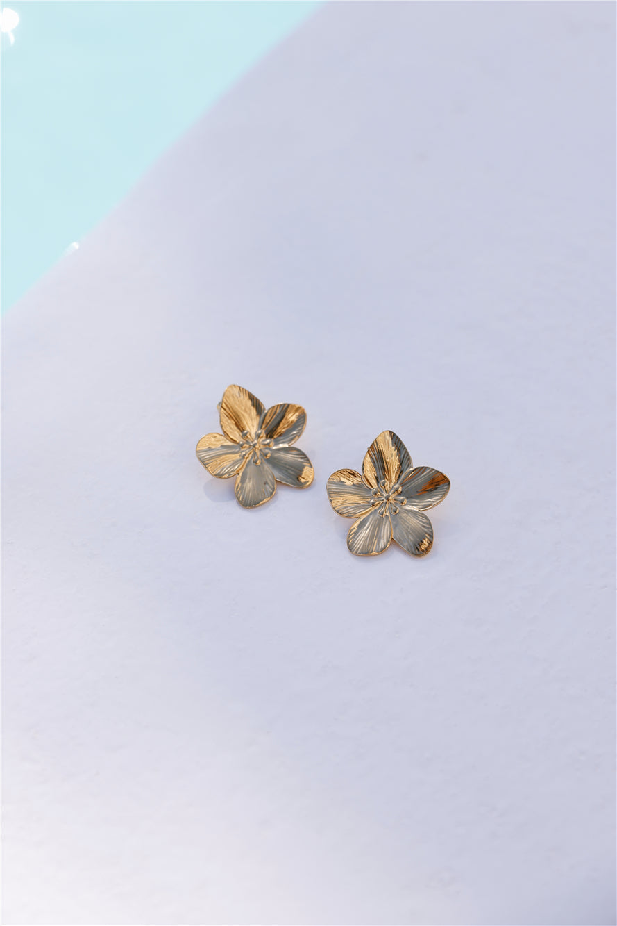 Goud vergulde bloem oorbellen