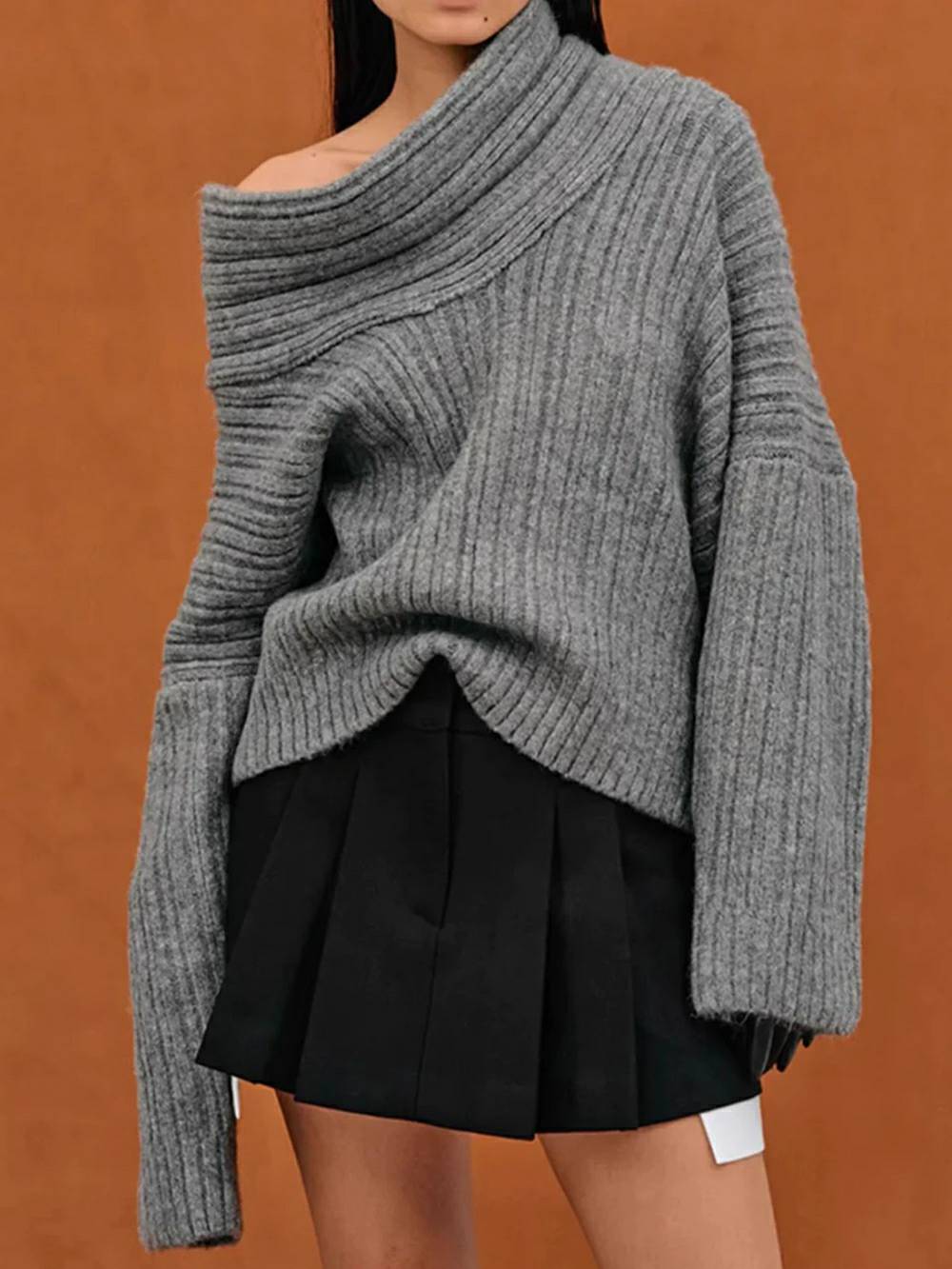 Oversized hoge gebreide trui