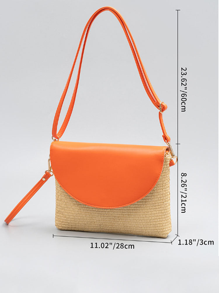 Afneembare schouderband van grasgeweven clutch