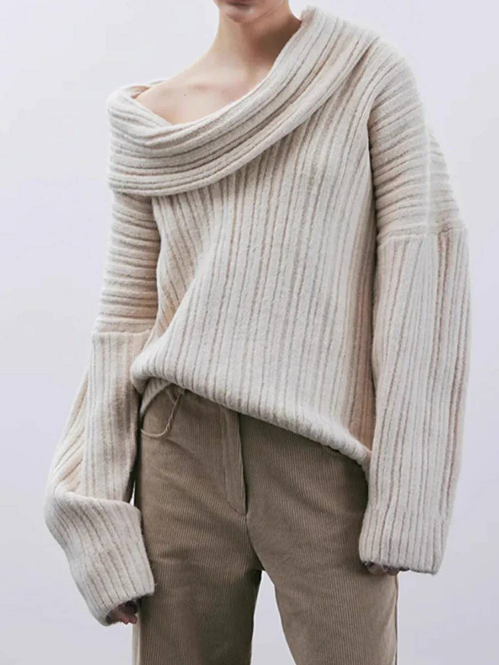 Oversized hoge gebreide trui