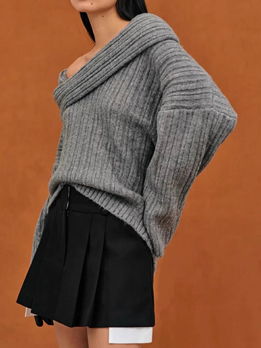 Oversized hoge gebreide trui