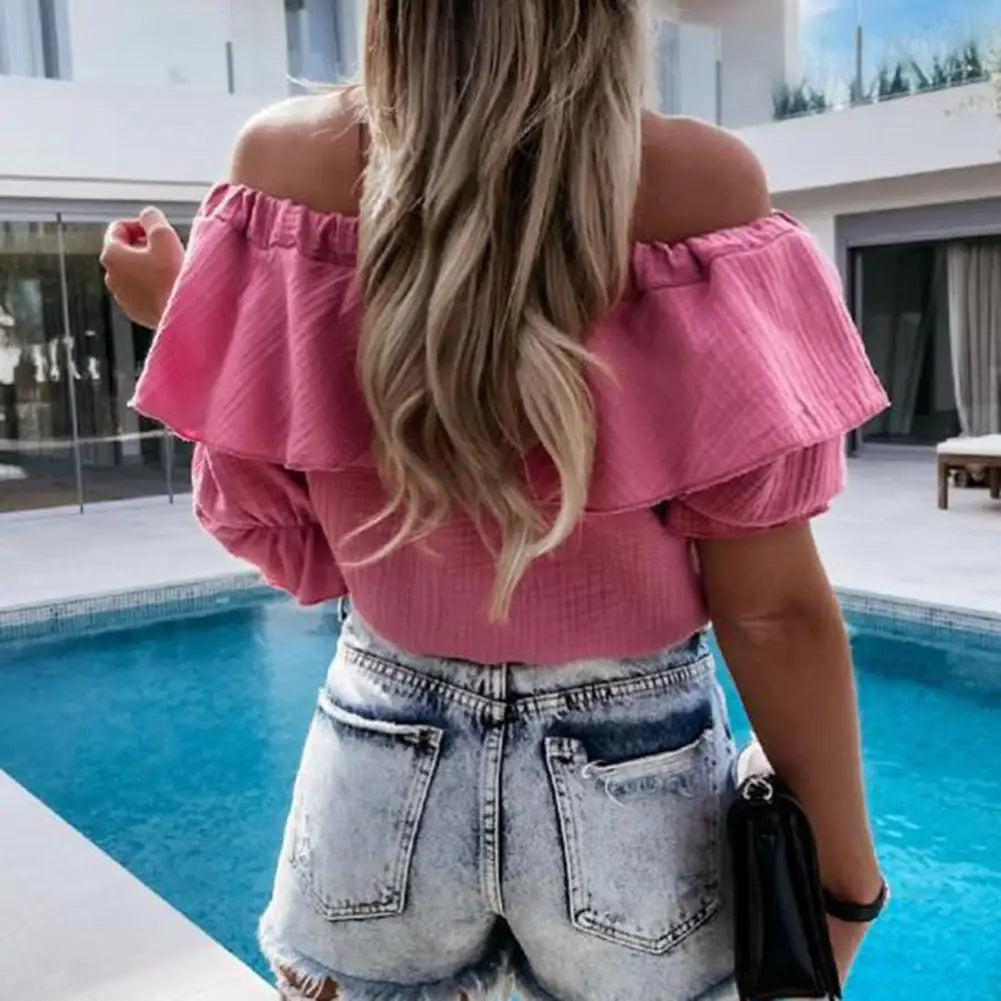 IANNA | Off-shoulder damesblouse met strik koord