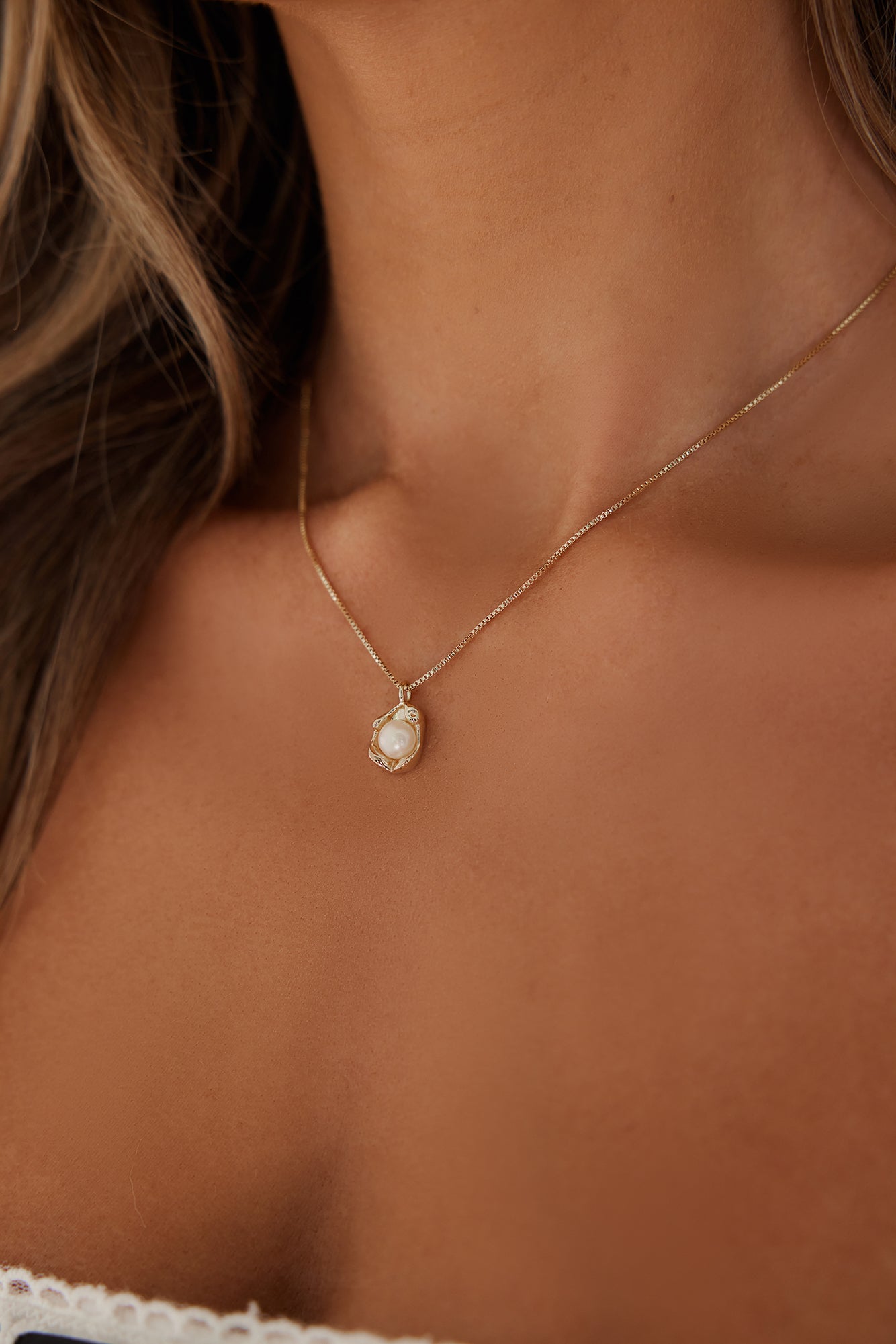 Goud vergulde parel ketting goud