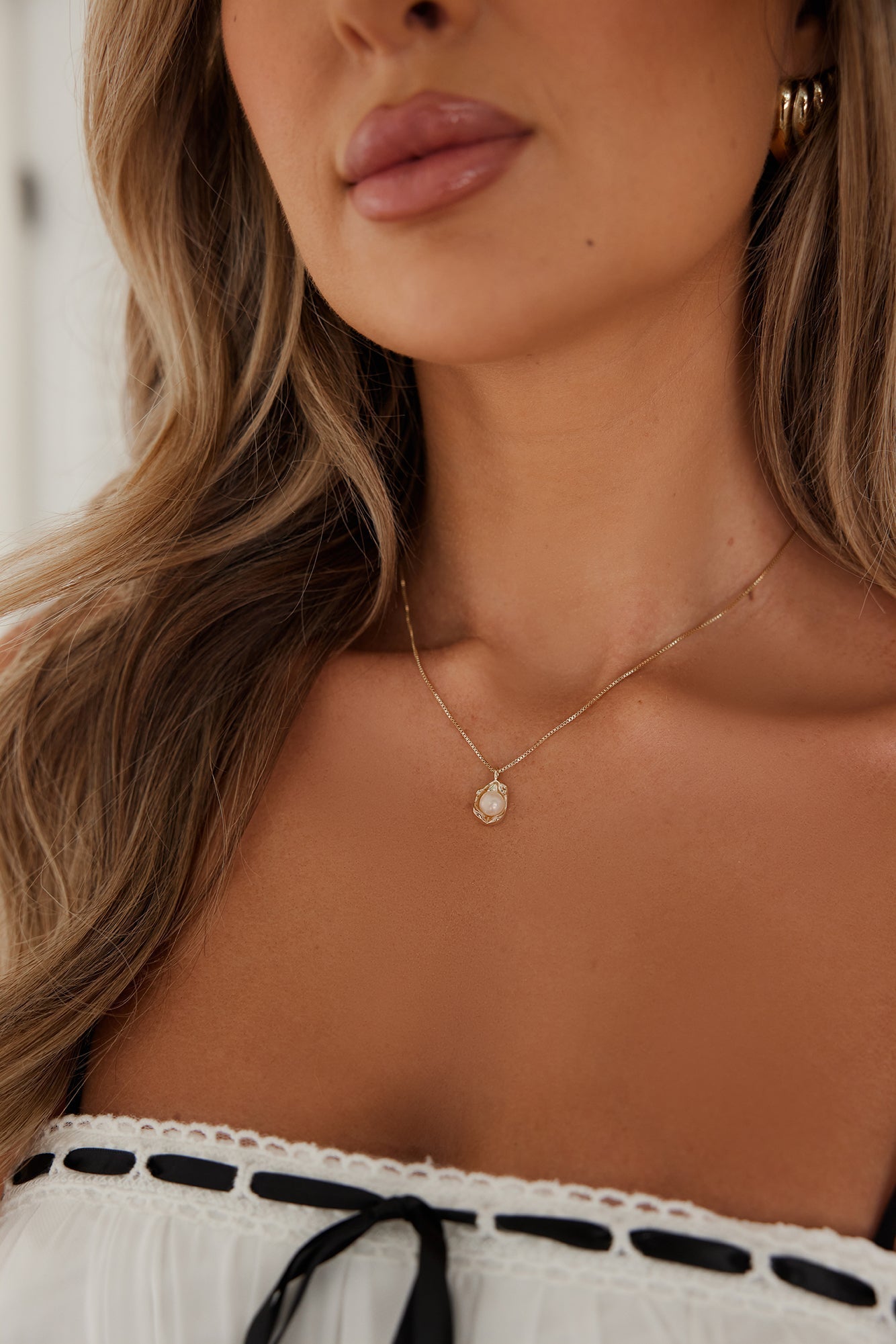 Goud vergulde parel ketting goud