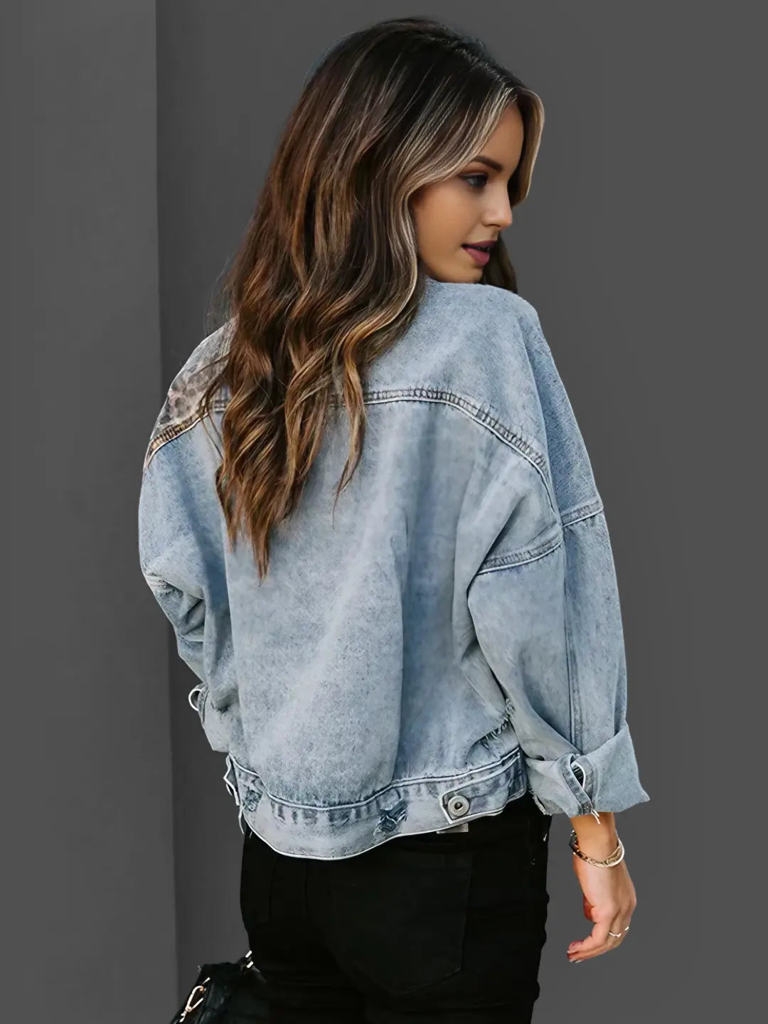Luipaard Print Denim Jack