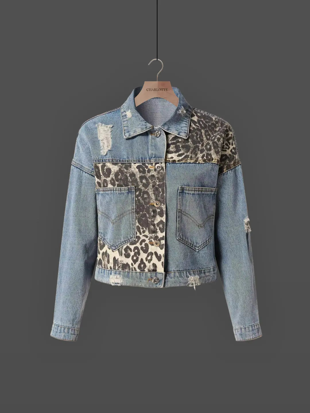 Luipaard Print Denim Jack