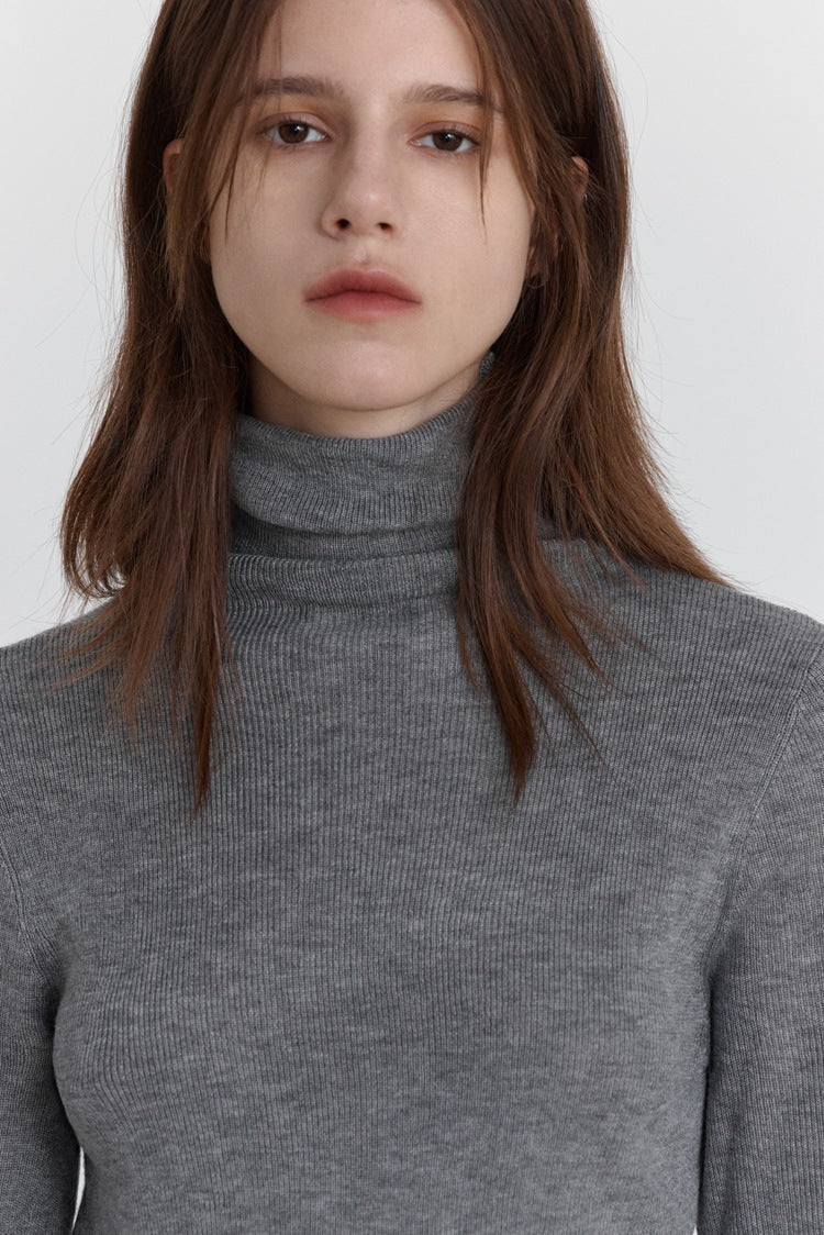 Slim-fit trui met col van wolstretch