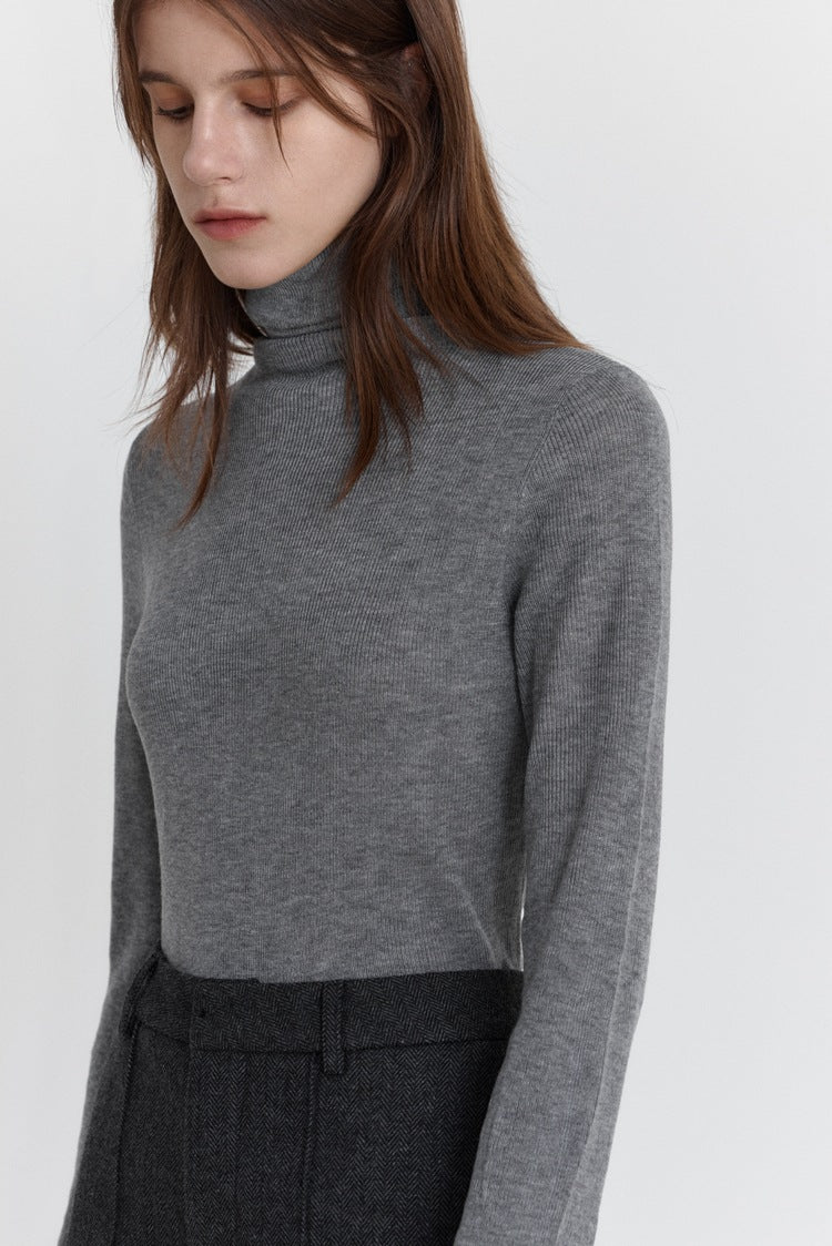 Slim-fit trui met col van wolstretch