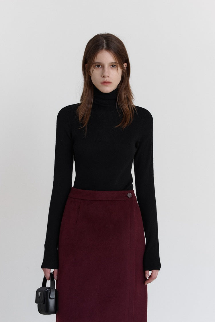 Slim-fit trui met col van wolstretch