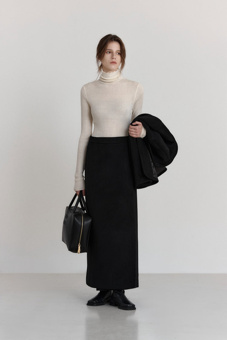 Slim-fit trui met col van wolstretch