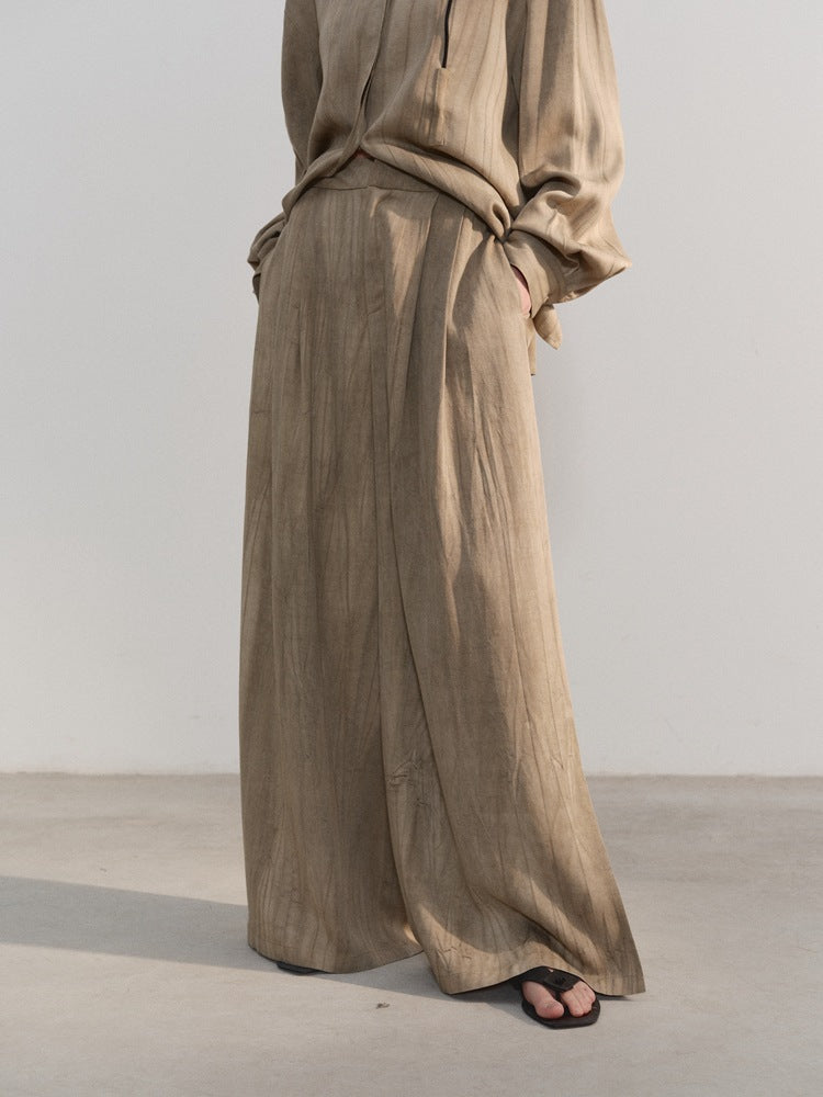 Casual broek met hoge taille en wijde pijpen