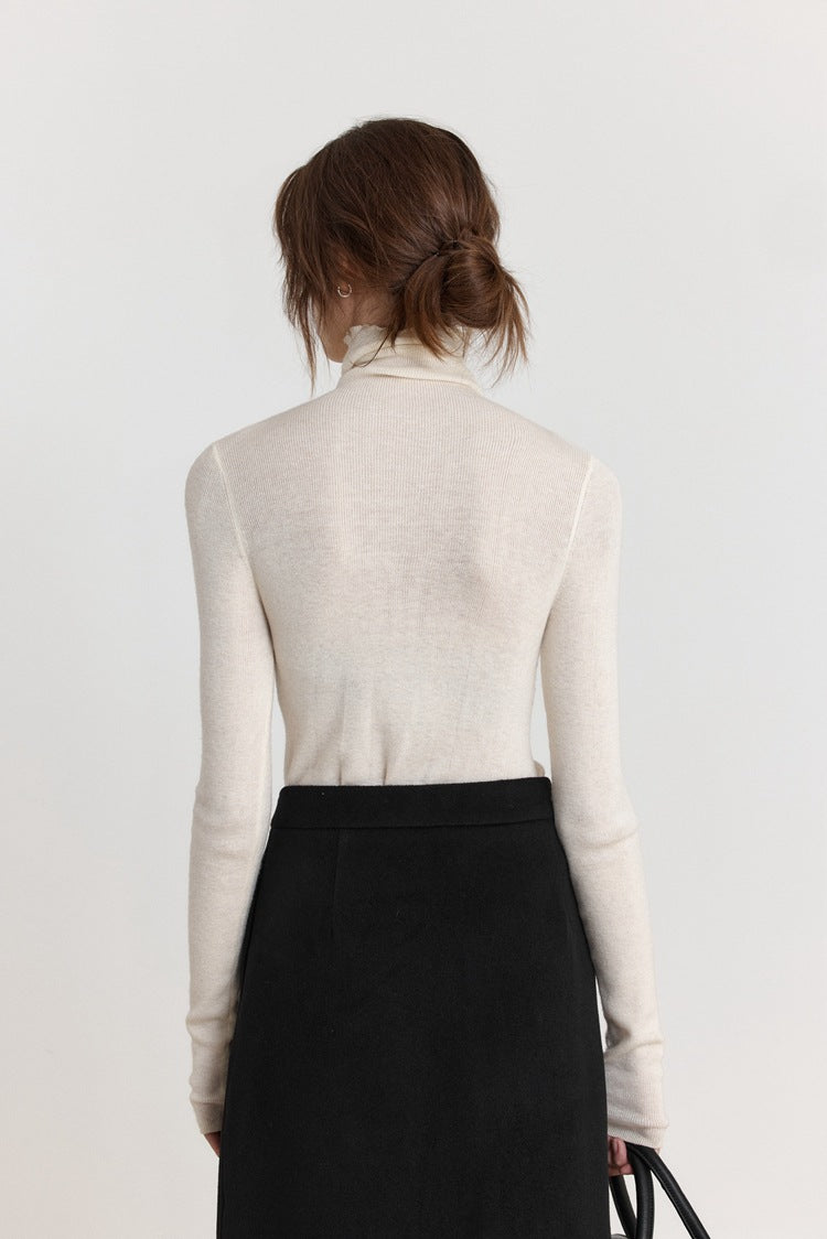 Slim-fit trui met col van wolstretch