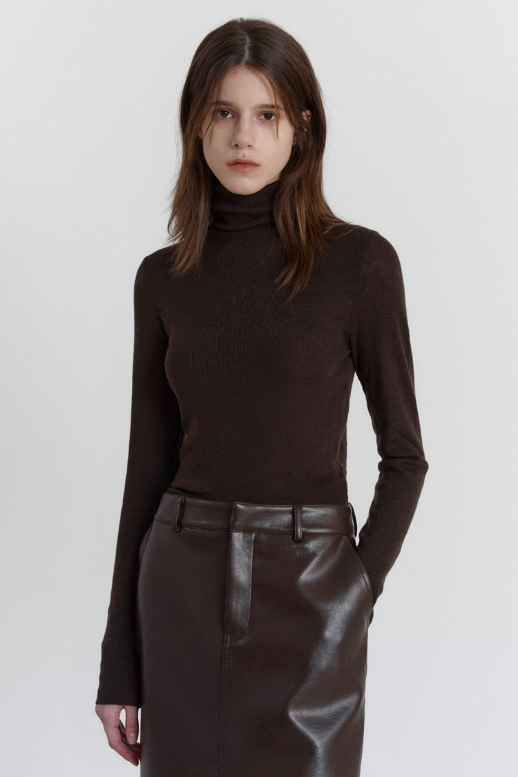 Slim-fit trui met col van wolstretch