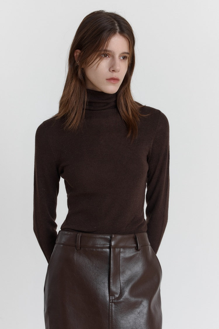 Slim-fit trui met col van wolstretch