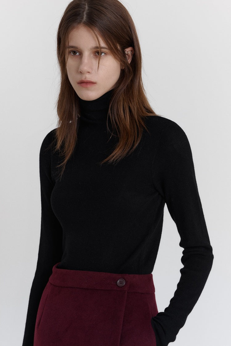 Slim-fit trui met col van wolstretch