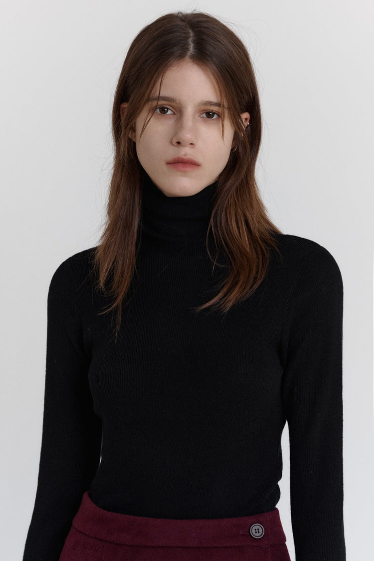 Slim-fit trui met col van wolstretch