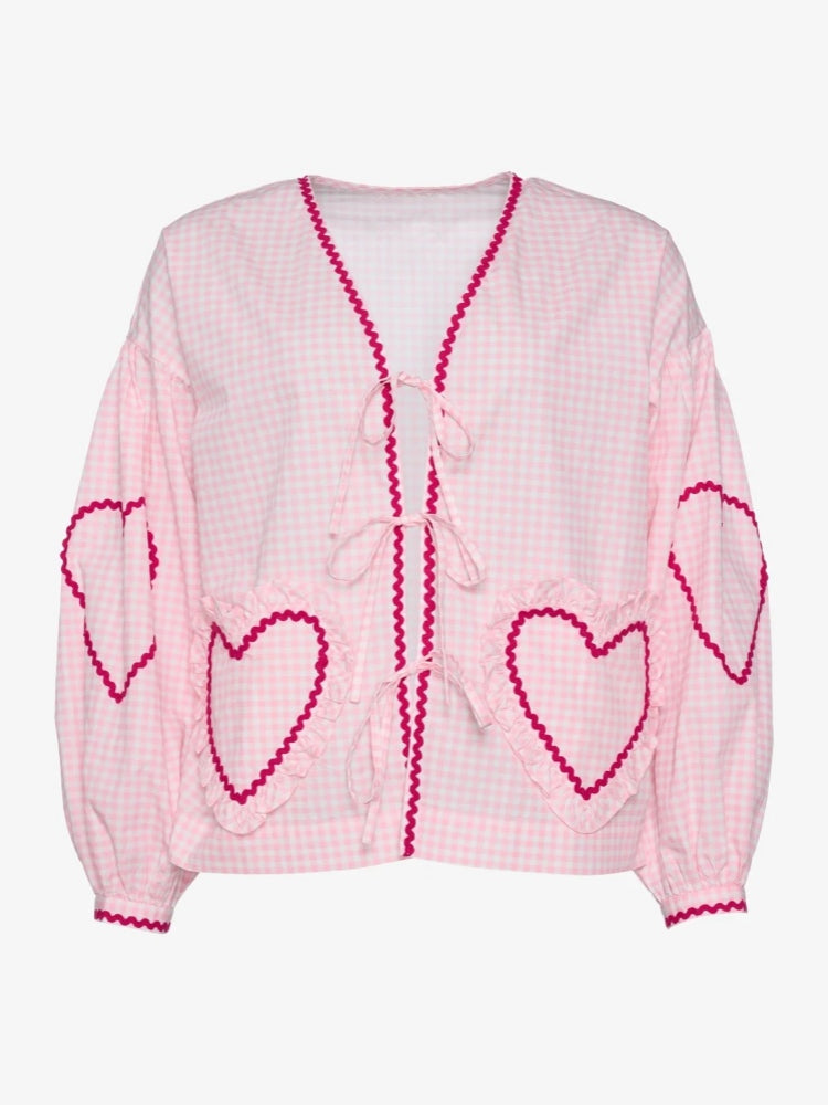 Top van biologisch katoen - roze ruiten